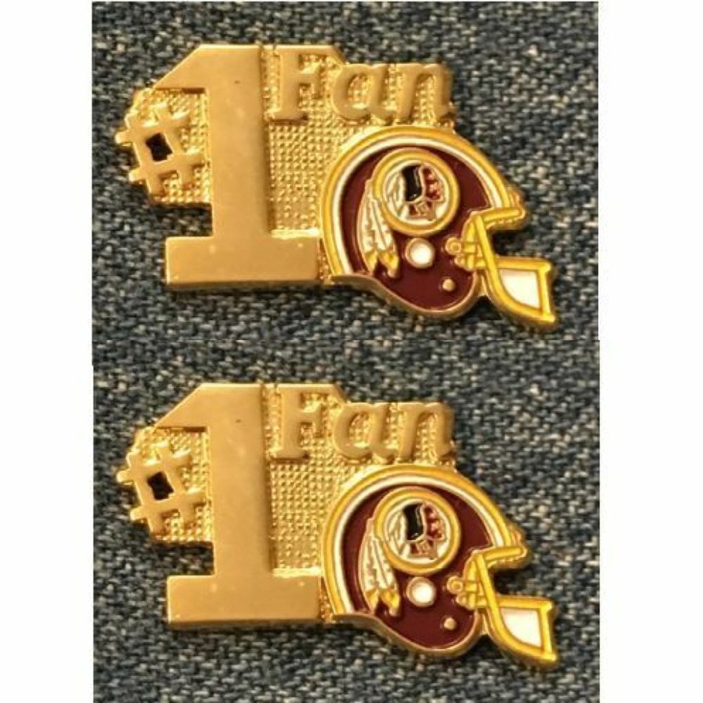 #1 Fan Lapel Pin ~ Washington Redskins ~ Lot of 2  ~ NFL ~ Football ~ 1980s